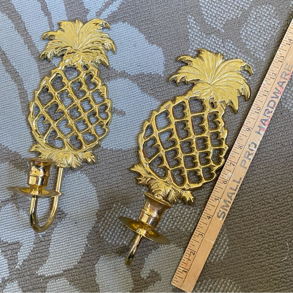 Williamsburg Brass Pineapple Candle Sconce Pair Virginia Metalcrafters 2000